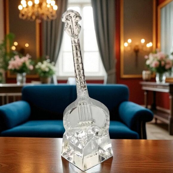 Vintage Crystal D' Arques Crystal Banjo Paperweight - Picture 3 of 5